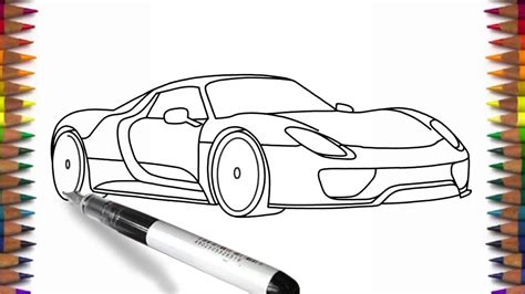 Now that i got the wheels i use a light green colored pencil to sketch the. How to draw Porsche 918 easy car drawing - YouTube