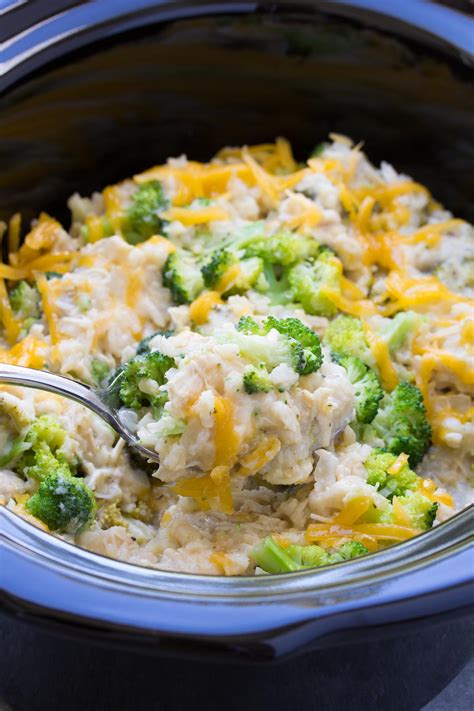 Slow Cooker Chicken Broccoli And Rice Casserole Kristines Kitchen