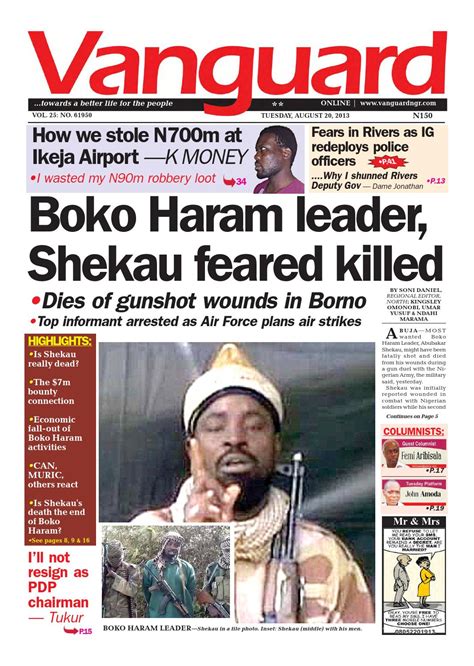 Abubakar shekau triggered bomb as he was surrounded by forces from rival islamist group who wanted to capture him alive. Boko Haram leader, Shekau feared killed by Vanguard Media ...