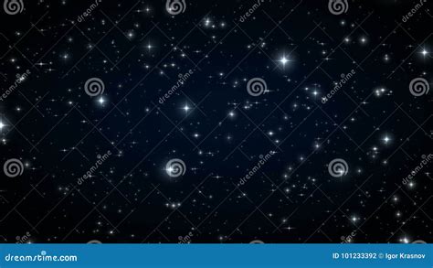 Stars Black Night Sky Looped Animation Beautiful Night Twinkling Flares