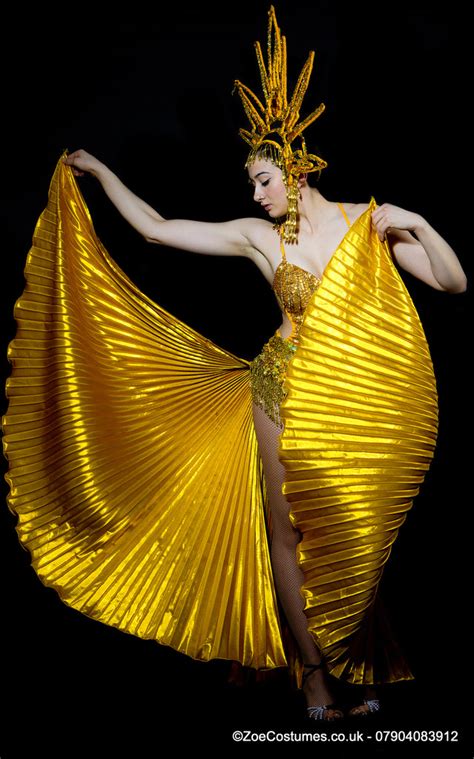 gold showgirl dance costume for hire carnival dancer fancy dress out