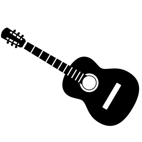Guitar Svg Clip Art Cartoon Black White Music Guitar Transparent Png