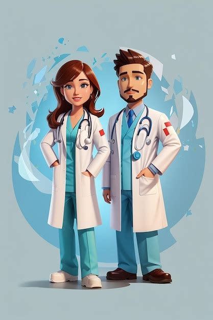 Premium Photo Cartoon Healthcare Professionals With Coats