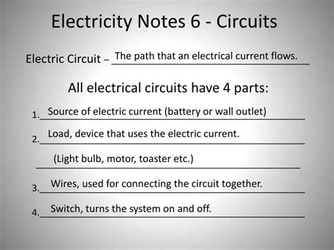 Ppt Electricity Notes 6 Circuits Powerpoint Presentation Free