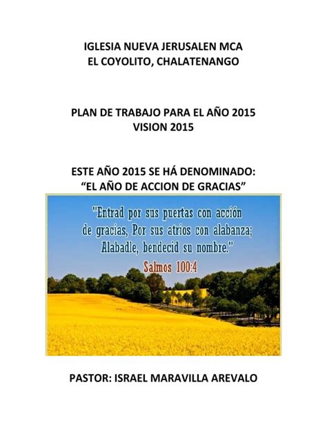 Plan De Trabajo De La Iglesia Jesús Iglesia Católica