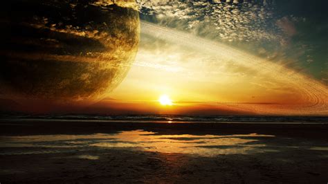 Wallpaper Sunlight Sunset Sea Planet Reflection Sky Beach