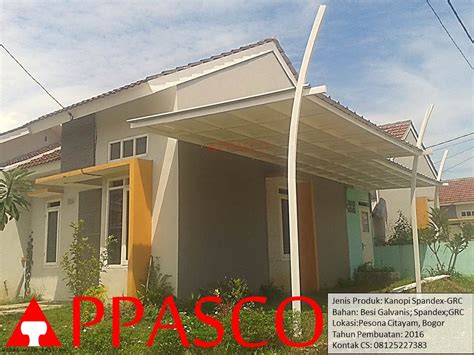 Atap yang kuat dapat menyerap sinar matahari dengan model stylish. Kanopi Minimalis Spandex GRC di Pesona Citayam - Jual Kanopi Termurah - 08125227383