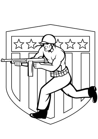 Search through 51928 colorings, dot to dots, tutorials and silhouettes. US Soldier Running with Tommy Gun coloring page | Free ...