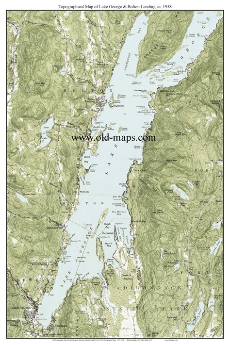 Lake George And Bolton Landing 1958 Usgs Old Topographic Map Custom