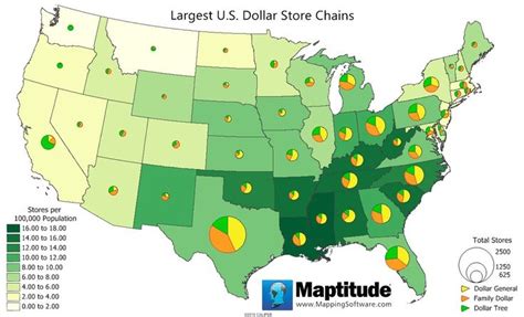 Largest Us Dollar Store Chains Map Maptitude Infographic Dollar