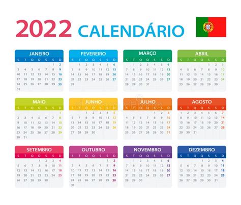 Calendário Em Língua Portuguesa Para O Ano 2020 2021 2022 2023 2024