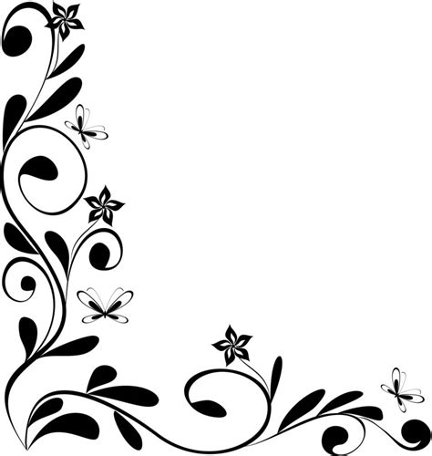 Black And White Flower Border Clip Art Page Kootation Clipart Best