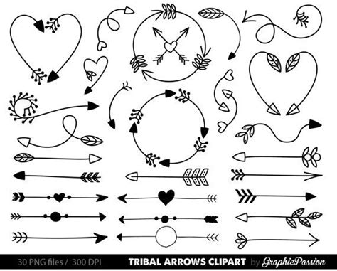 Arrows Clip Art Tribal Arrow Clip Art Archery Hand Drawn Arrows