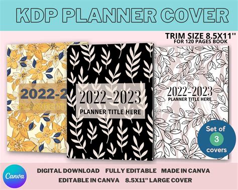 Paperback Book Cover For Kdp Set Of 3 Kdp Bundle Editable Cover