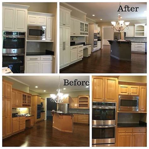 Before And After Of Kitchen Cabinets Being Painted White Kitchen