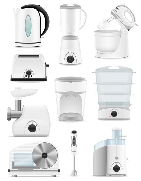 Set Icons Electrical Appliances For The Kitchen Vector Illustration