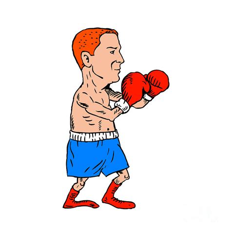 Boxer Fighting Stance Cartoon Digital Art By Aloysius Patrimonio