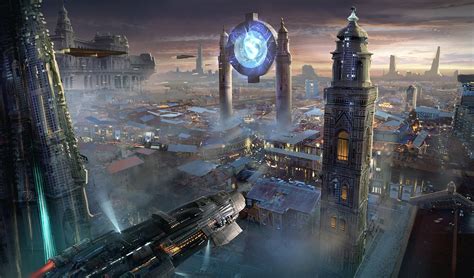 Artstation Alien City Yin Wang Futuristic Art Sci Fi Concept Art