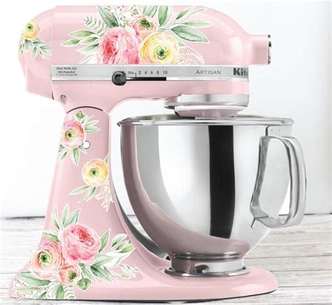 Pink And Yellow Ranunculus Mixer Decals Watercolor Floral Etsy