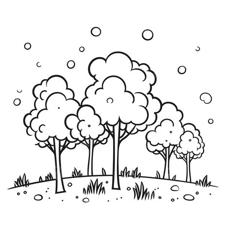 Coloring Pages Of Trees Outline Sketch Drawing Vector Planting Trees