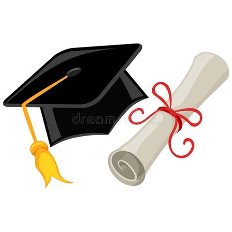 Casquillo Birrete Y Diploma De La Graduación Ilustración Del Vector