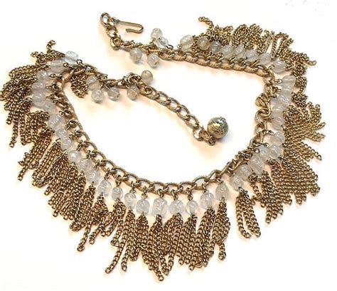 vintage kramer gold tone beaded bib necklace vintage jewelry etsy beaded bib necklace