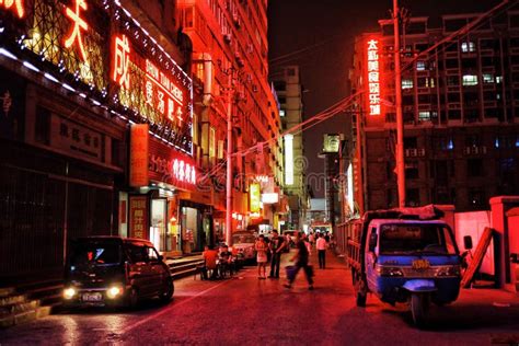 Street View In Beijing At Night Editorial Stock Image Image Of