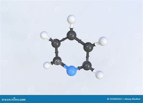Molecule Of Pyridine Isolated Molecular Model 3d Rendering Stock
