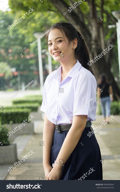 Portrait Thai High School Student Uniform Stock Photo 500599264