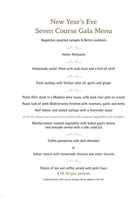 As the meal progresses, the food served generally becomes a little heavier, so serve small portions for each course. Nino's Rawtenstall on Twitter: "NEW YEARS EVE GALA DINNER ...