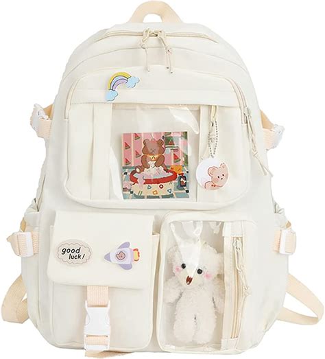 kawaii backpack with kawaii pin and accessories cute kawaii backpack large capacity lovely