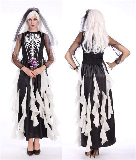 Scary Terror Ghost Bride Costume Halloween Adult Cosplay Dress Fancy