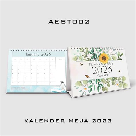 Jual Kalender Meja Tahun 2023 Full Color Aesthetic Flower And Wildlife L