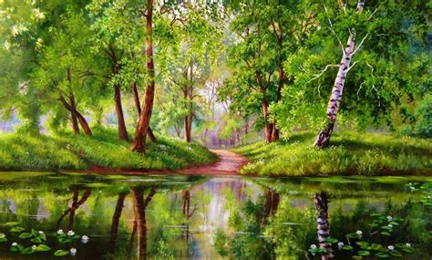 So Peaceful 3d Nature Wallpaper Painting Wallpaper Tree Painting