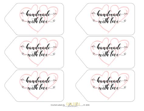 Handmade With Love Heart Printable Gift Tags Label Templates Heart