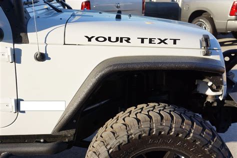 Jeep Wrangler Custom Your Text Here Hood Vinyl Decals The Pixel Hut