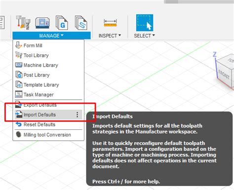 How To Restore The Default Settings For Toolpaths And Setups In Fusion 360