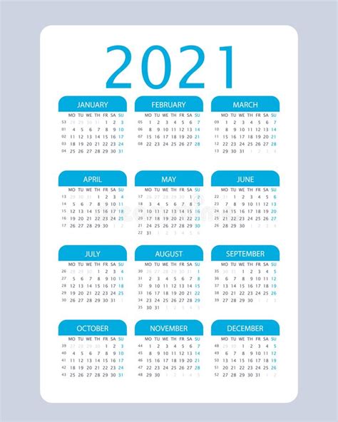 Calendar Grid For 2022 And 2023 Years Simple Vertical Template In