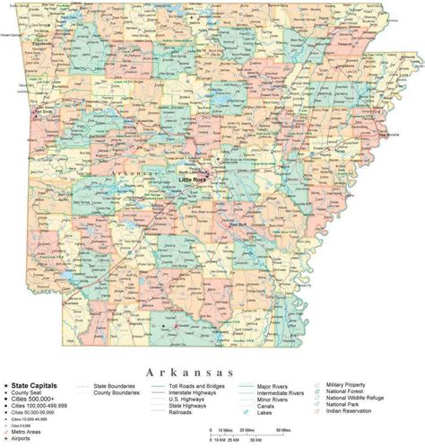 State Map Of Arkansas In Adobe Illustrator Vector Format Detailed