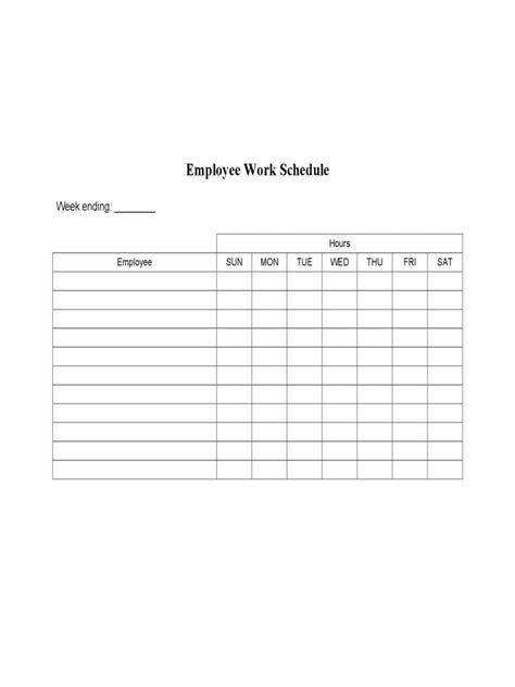 Employee Work Schedule Template Julujoin