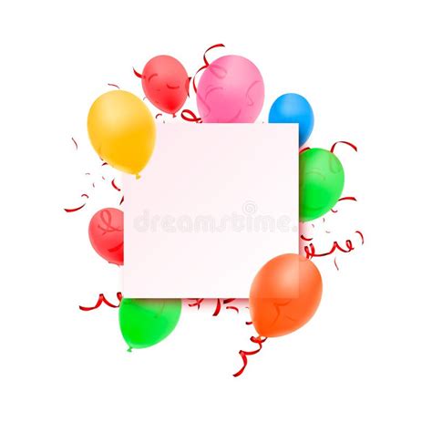 Blank Banner With Color Balloons Vector Festive Background Happy