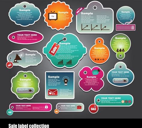 Sale Stickers Templates Collection Modern Flat Shapes Vectors Graphic