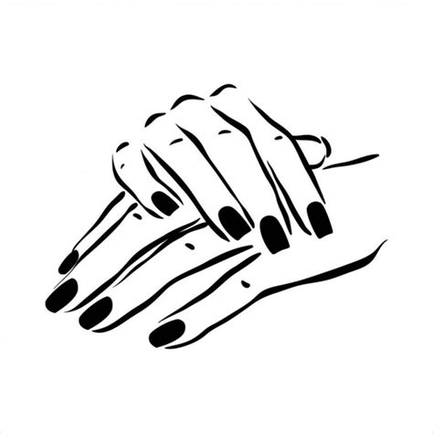 Vector Hand Drawn Illustration Of Manicure And Nail Polish On Woman