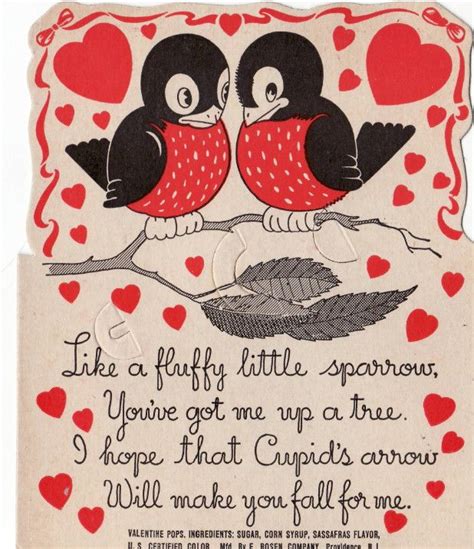 Two Little Birds Vintage Valentine From The 1930s Lollypop Holder