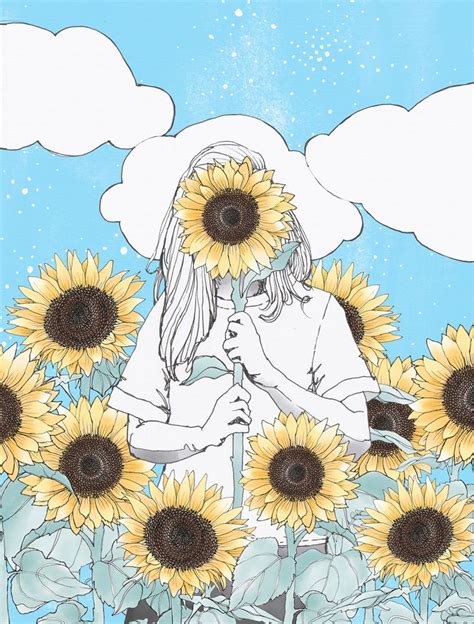 Girl Holding Sunflower Illustration By The Scenic Route You Are My