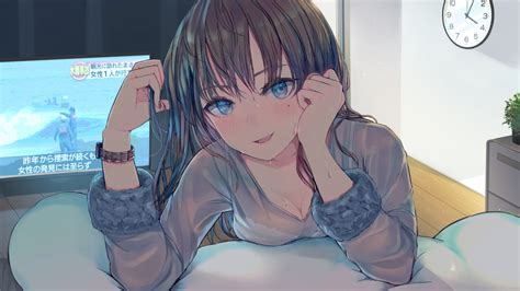 Download 2560x1440 Wallpaper Blue Eyes Cute Anime Girl
