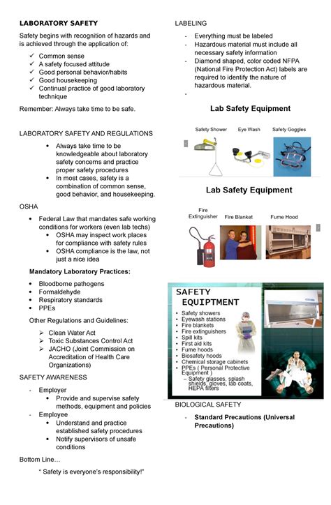 Laboratory Safety Lecture Notes 1 Laboratory Safety Safety Begins