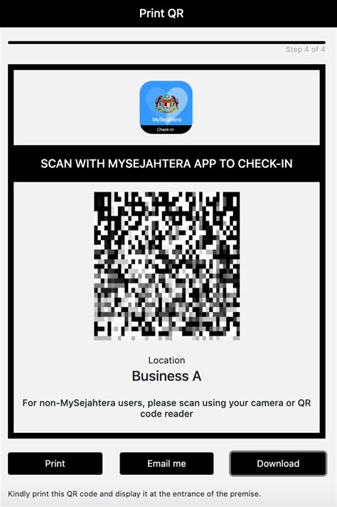 How to set up a MySejahtera QR Code for visitors and employees at your