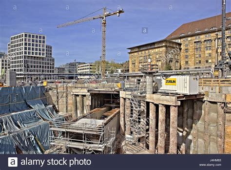 Für stuttgart 21, stuttgart, germany. Construction site of the railway project Stuttgart 21 in ...