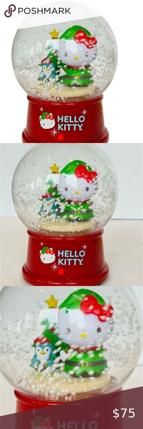 Hello Kitty Snow Globe Christmas Gemmy Penguin Light Up Snowglobe Vtg